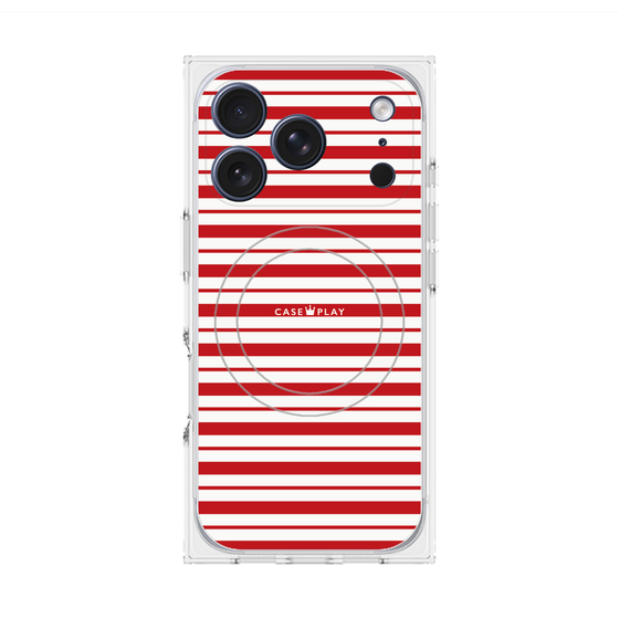 プレミアムスクエアケース with MagSafe［ Small Border - Red ］