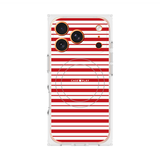 プレミアムスクエアケース with MagSafe［ Small Border - Red ］