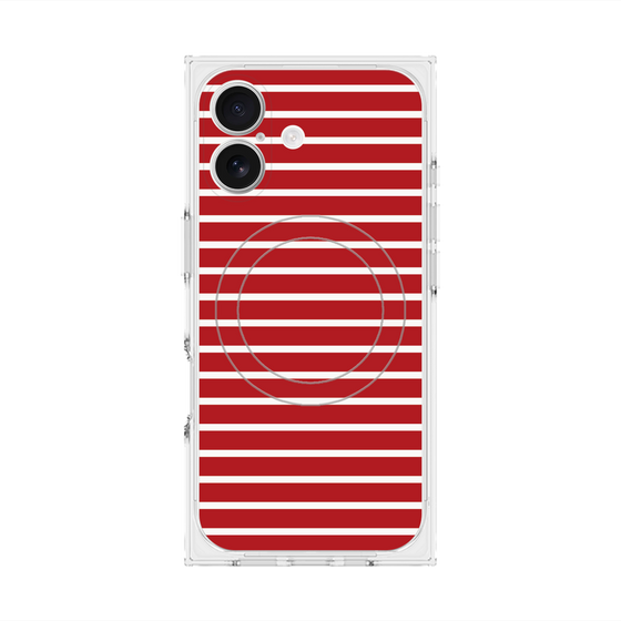 プレミアムスクエアケース with MagSafe［ Middle Border - Red ］
