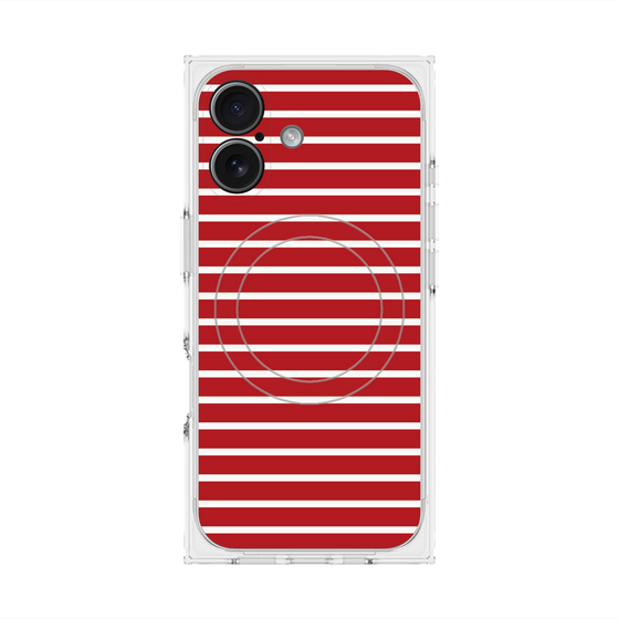 プレミアムスクエアケース with MagSafe［ Middle Border - Red ］