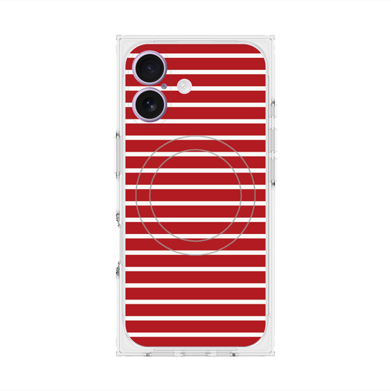 プレミアムスクエアケース with MagSafe［ Middle Border - Red ］