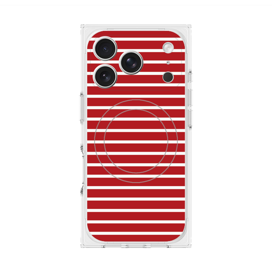 プレミアムスクエアケース with MagSafe［ Middle Border - Red ］