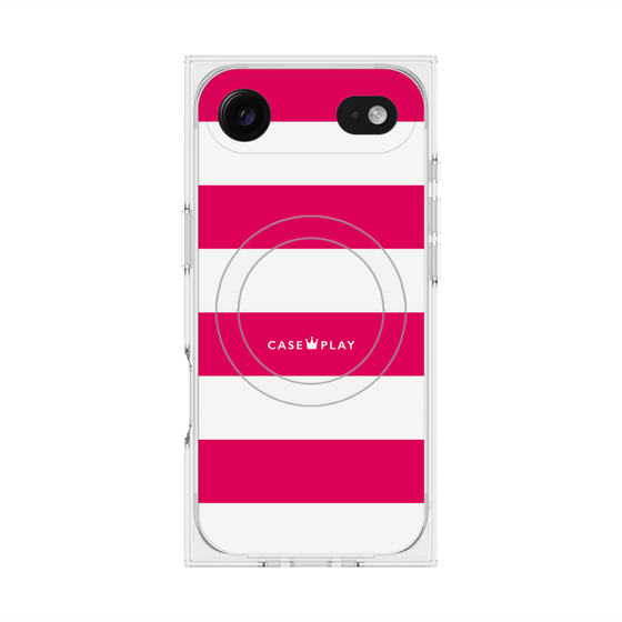 プレミアムスクエアケース with MagSafe［ Big Border - Pink ］