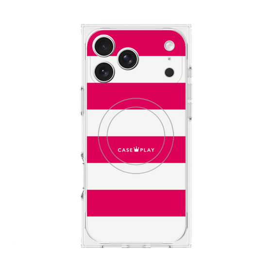 プレミアムスクエアケース with MagSafe［ Big Border - Pink ］