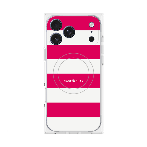 プレミアムスクエアケース with MagSafe［ Big Border - Pink ］