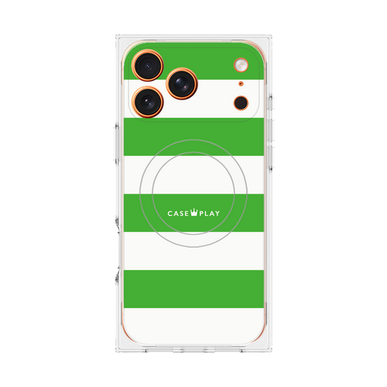 プレミアムスクエアケース with MagSafe［ Big Border - Green ］