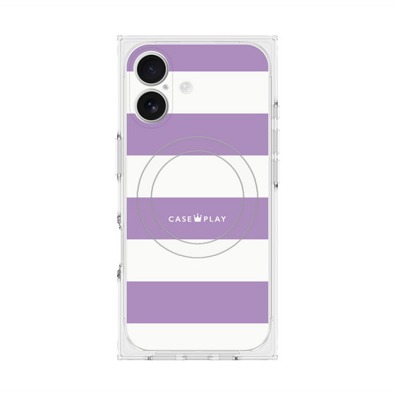 プレミアムスクエアケース with MagSafe［ Big Border - Purple ］