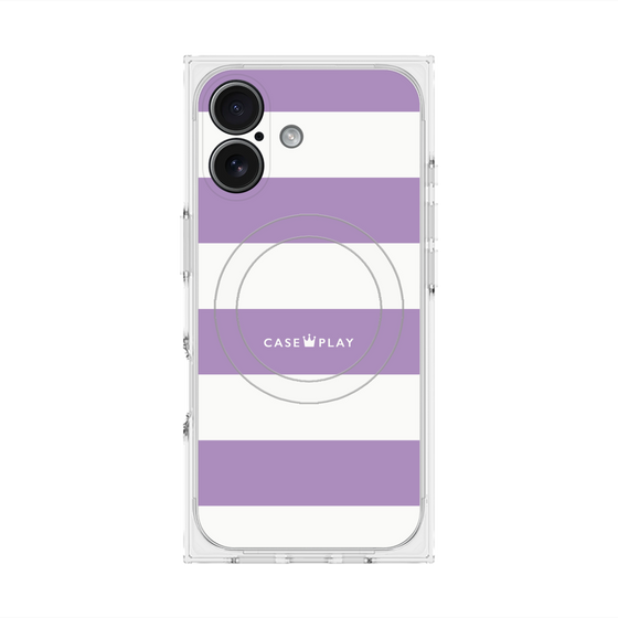プレミアムスクエアケース with MagSafe［ Big Border - Purple ］