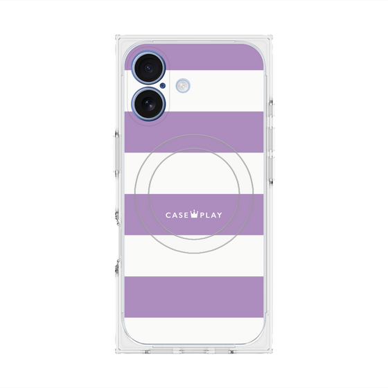 プレミアムスクエアケース with MagSafe［ Big Border - Purple ］