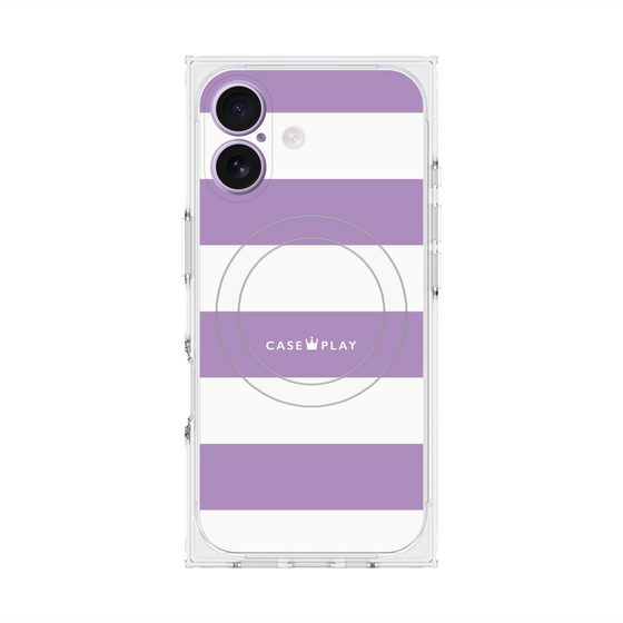 プレミアムスクエアケース with MagSafe［ Big Border - Purple ］