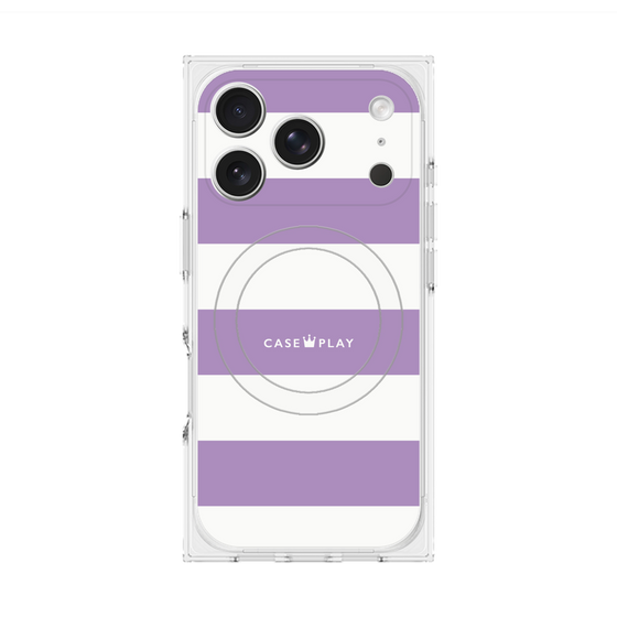 プレミアムスクエアケース with MagSafe［ Big Border - Purple ］