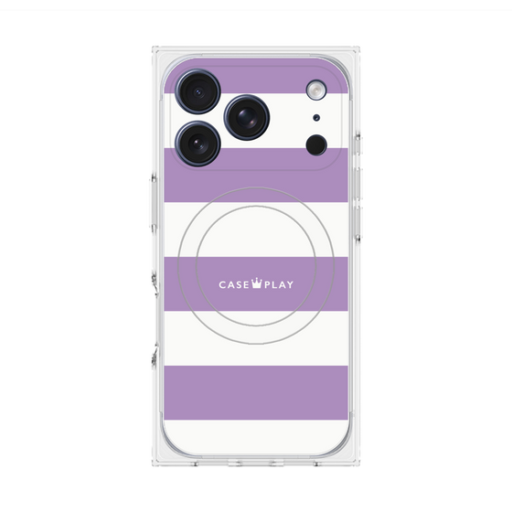 プレミアムスクエアケース with MagSafe［ Big Border - Purple ］