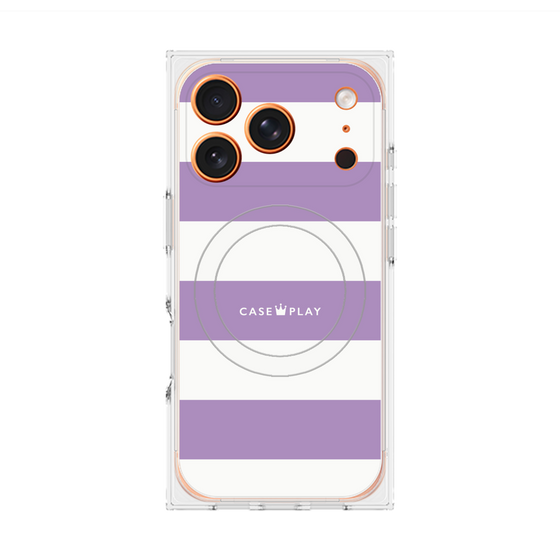 プレミアムスクエアケース with MagSafe［ Big Border - Purple ］
