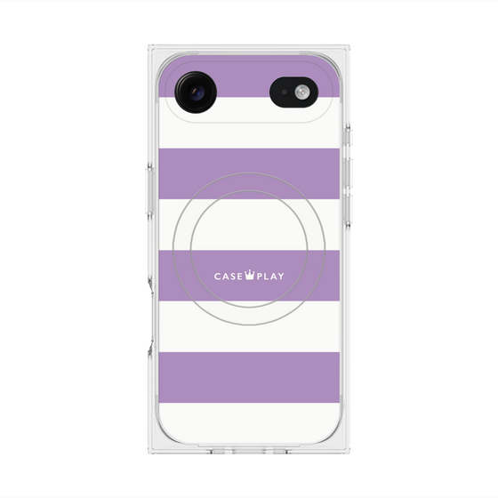 プレミアムスクエアケース with MagSafe［ Big Border - Purple ］