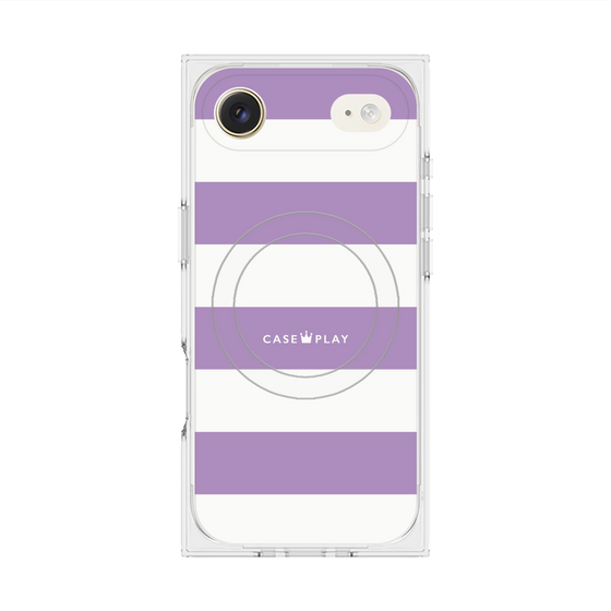 プレミアムスクエアケース with MagSafe［ Big Border - Purple ］