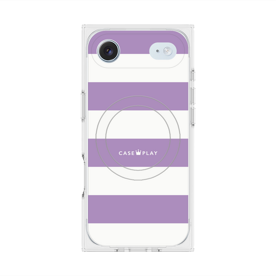 プレミアムスクエアケース with MagSafe［ Big Border - Purple ］