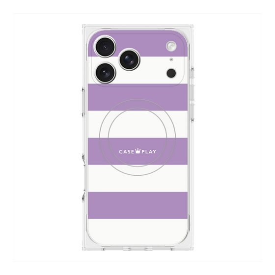 プレミアムスクエアケース with MagSafe［ Big Border - Purple ］