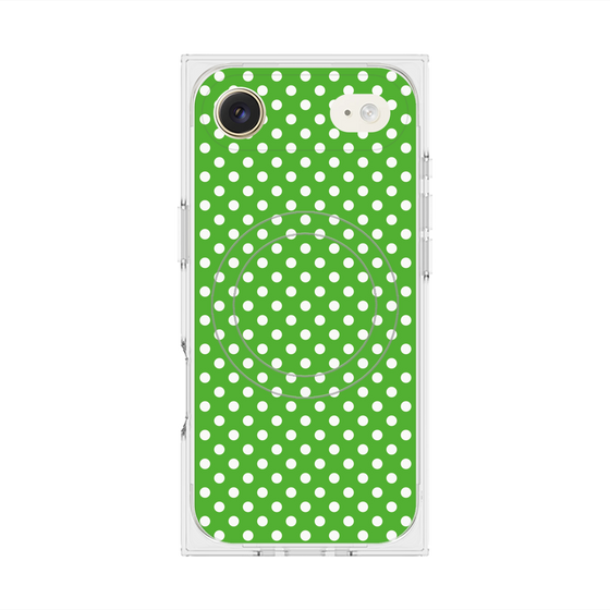 プレミアムスクエアケース with MagSafe［ Small Dot - Green ］