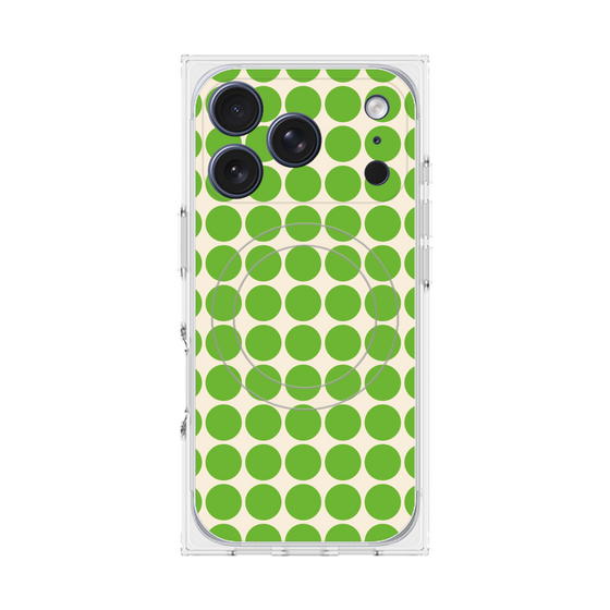 プレミアムスクエアケース with MagSafe［ Big Dot - Green ］
