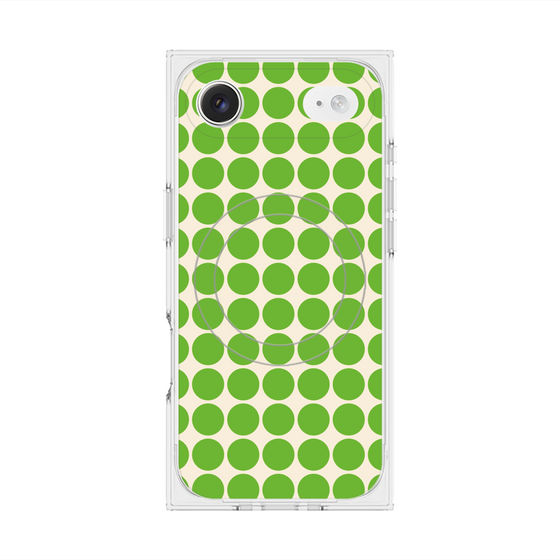 プレミアムスクエアケース with MagSafe［ Big Dot - Green ］