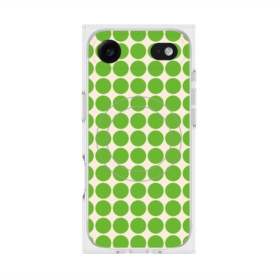 プレミアムスクエアケース with MagSafe［ Big Dot - Green ］