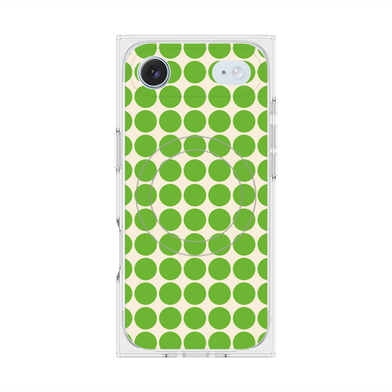 プレミアムスクエアケース with MagSafe［ Big Dot - Green ］