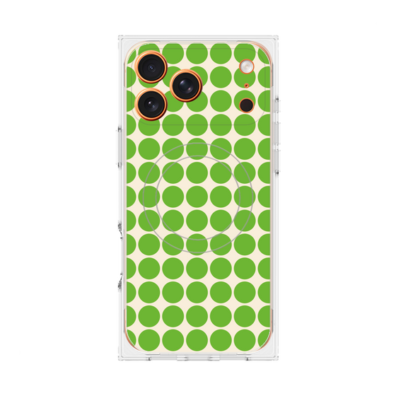プレミアムスクエアケース with MagSafe［ Big Dot - Green ］