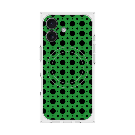 プレミアムスクエアケース with MagSafe［ Shower Dot - Green ］