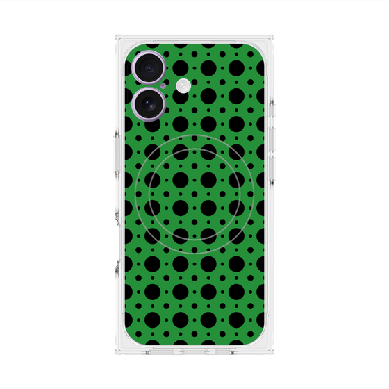 プレミアムスクエアケース with MagSafe［ Shower Dot - Green ］