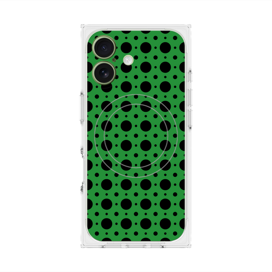 プレミアムスクエアケース with MagSafe［ Shower Dot - Green ］