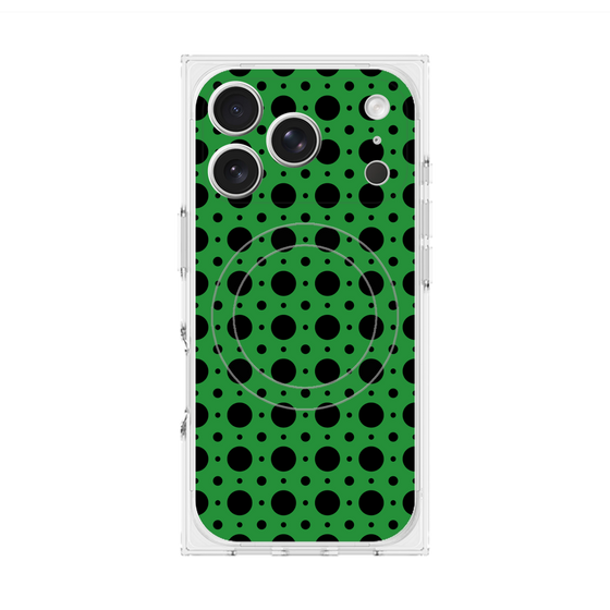 プレミアムスクエアケース with MagSafe［ Shower Dot - Green ］