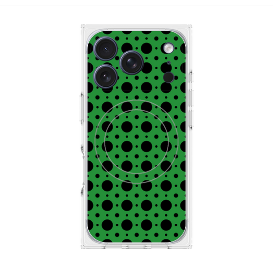 プレミアムスクエアケース with MagSafe［ Shower Dot - Green ］