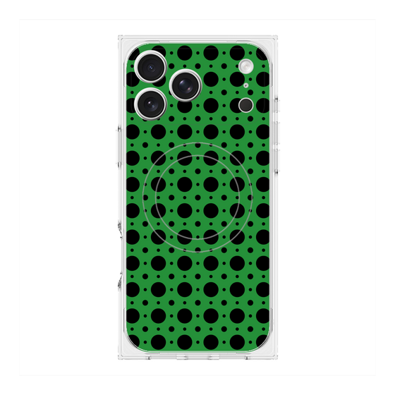 プレミアムスクエアケース with MagSafe［ Shower Dot - Green ］