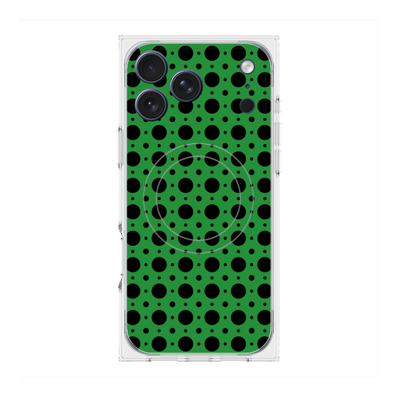 プレミアムスクエアケース with MagSafe［ Shower Dot - Green ］