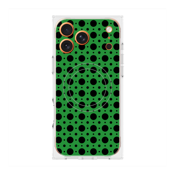 プレミアムスクエアケース with MagSafe［ Shower Dot - Green ］