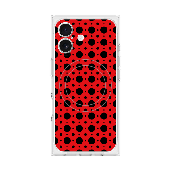 プレミアムスクエアケース with MagSafe［ Shower Dot - Red ］