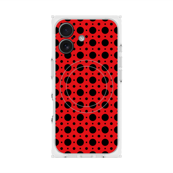 プレミアムスクエアケース with MagSafe［ Shower Dot - Red ］