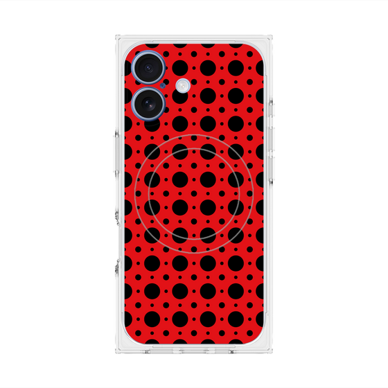 プレミアムスクエアケース with MagSafe［ Shower Dot - Red ］