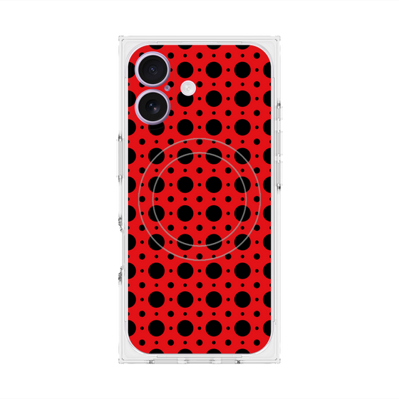 プレミアムスクエアケース with MagSafe［ Shower Dot - Red ］