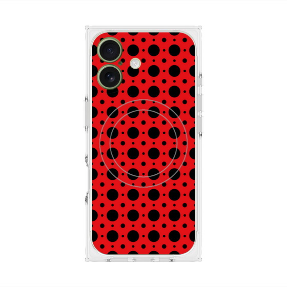 プレミアムスクエアケース with MagSafe［ Shower Dot - Red ］