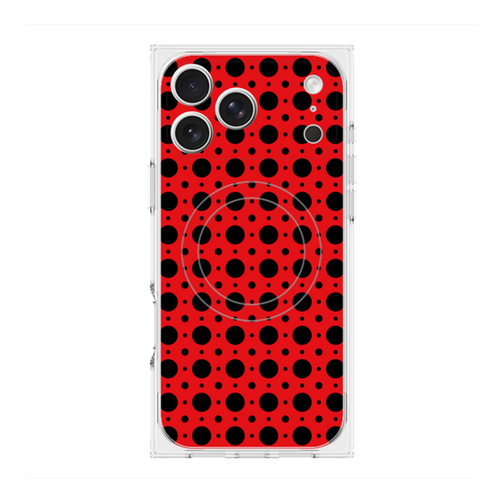 プレミアムスクエアケース with MagSafe［ Shower Dot - Red ］