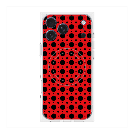 プレミアムスクエアケース with MagSafe［ Shower Dot - Red ］
