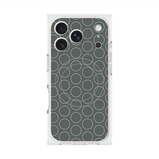 プレミアムスクエアケース with MagSafe［ Dot Circle - Gray ］