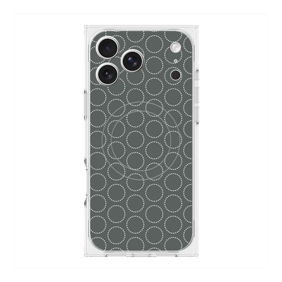 プレミアムスクエアケース with MagSafe［ Dot Circle - Gray ］