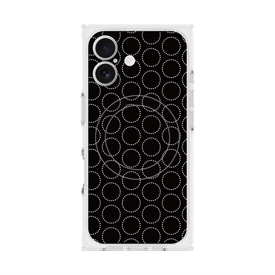 プレミアムスクエアケース with MagSafe［ Dot Circle - Black ］