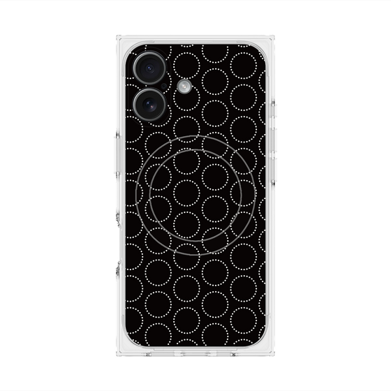 プレミアムスクエアケース with MagSafe［ Dot Circle - Black ］