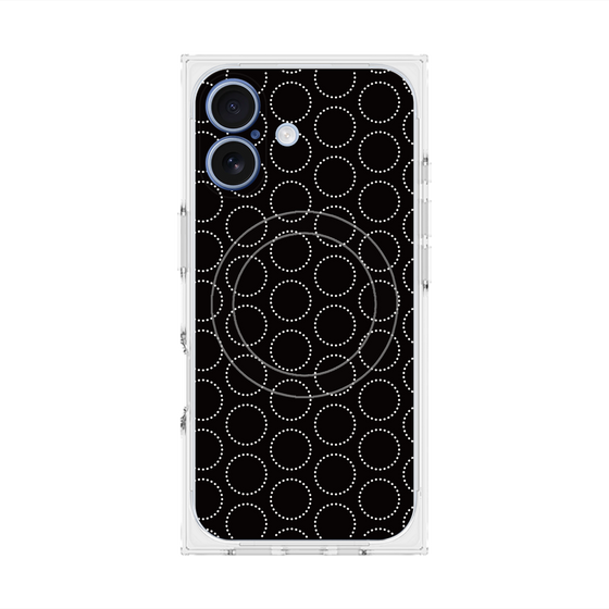 プレミアムスクエアケース with MagSafe［ Dot Circle - Black ］