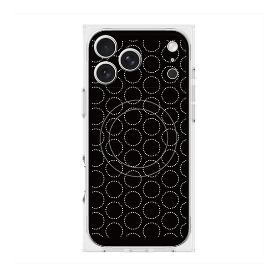 プレミアムスクエアケース with MagSafe［ Dot Circle - Black ］