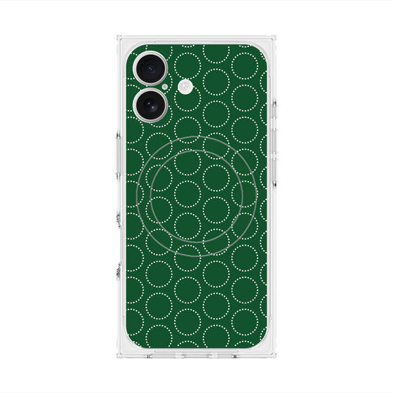 プレミアムスクエアケース with MagSafe［ Dot Circle - Green ］