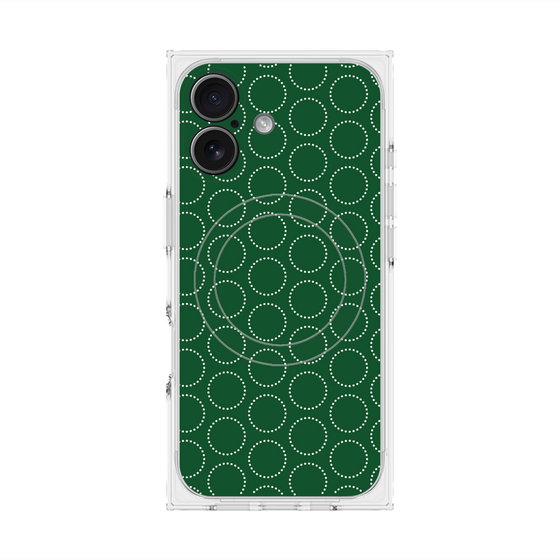 プレミアムスクエアケース with MagSafe［ Dot Circle - Green ］